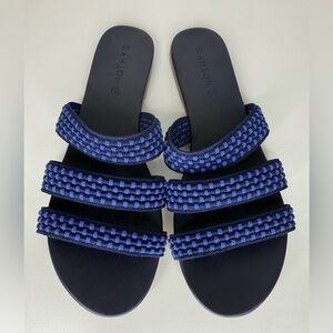Rothy's Cobalt Blue Triple Band Strappy Flat Slide Sandal Women's Size 10 Travel